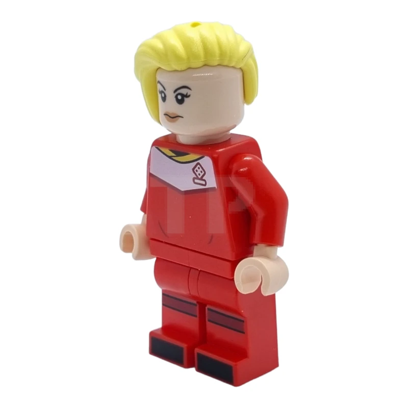 LEGO&reg; idea131 Jugadora de fútbol, mujer, uniforme rojo, piel turquesa clara, pelo amarillo claro brillante peinado hacia atrás