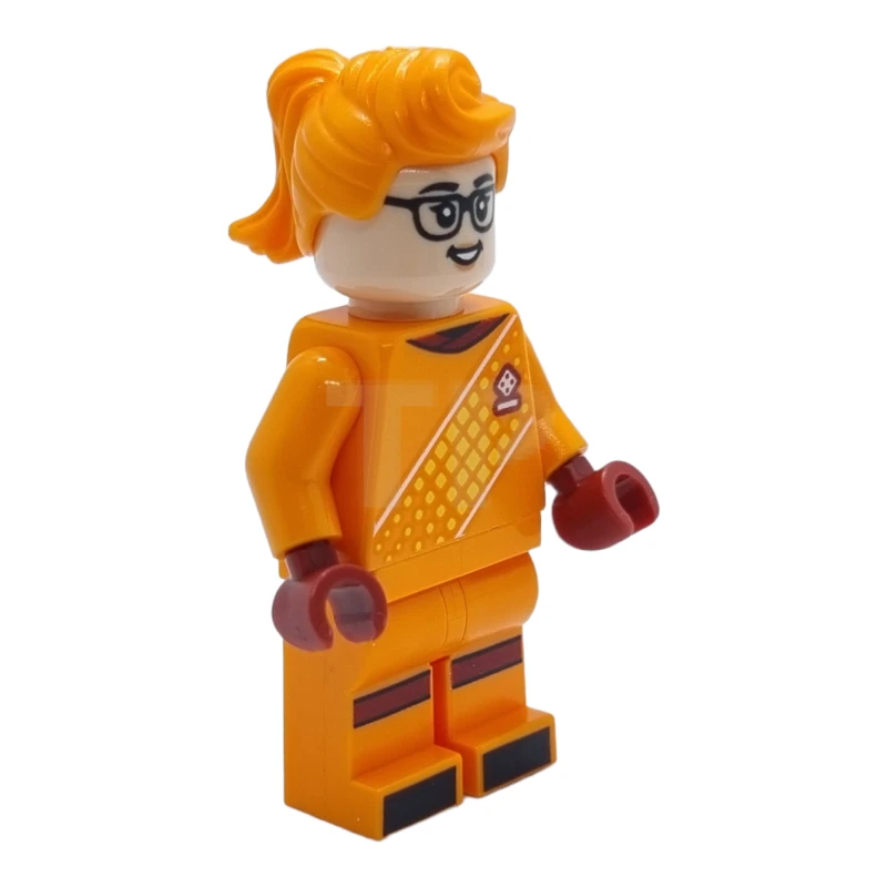LEGO&reg; idea146 Fußballtorwart, weiblich, orangefarbene Uniform, helle Nougathaut, orangefarbene Haare