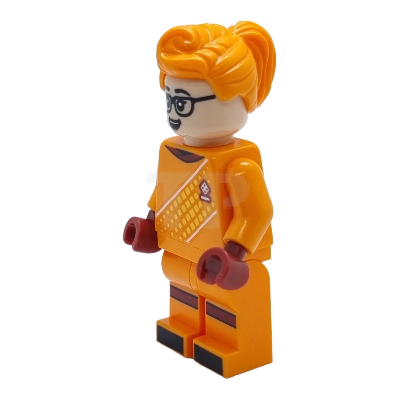 LEGO&reg; idea146 Fußballtorwart, weiblich, orangefarbene Uniform, helle Nougathaut, orangefarbene Haare
