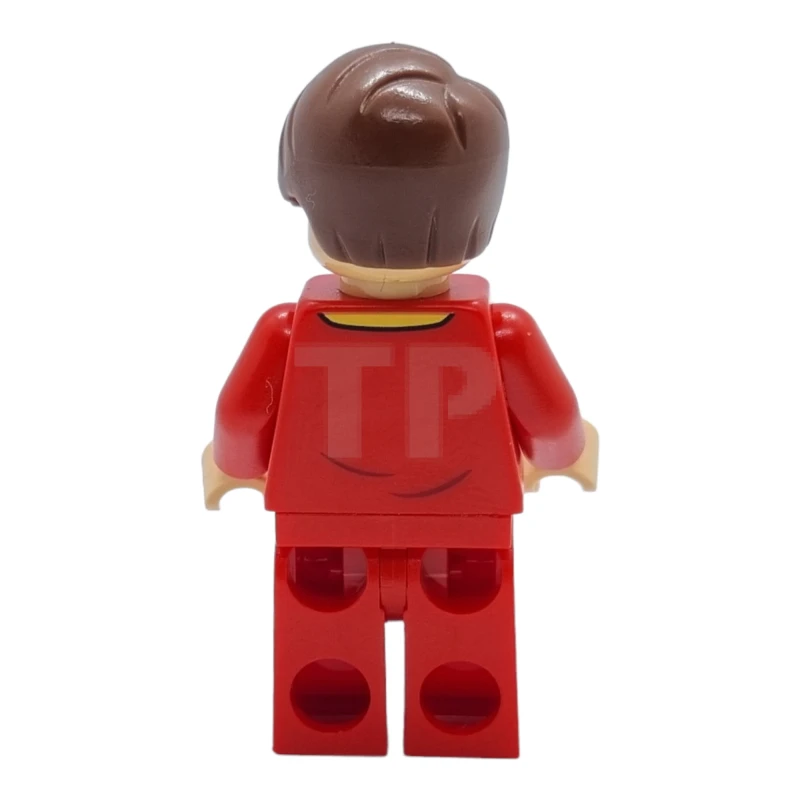 LEGO&reg; idea125 Futbolista, Mujer, Uniforme rojo, Piel morena media, Pelo castaño rojizo con raya lisa