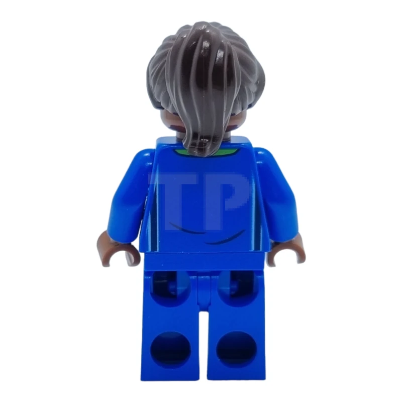 LEGO&reg; idea138 Giocatrice di calcio, femmina, uniforme blu, pelle bruno-rossa, capelli castano scuro, occhiali arancioni