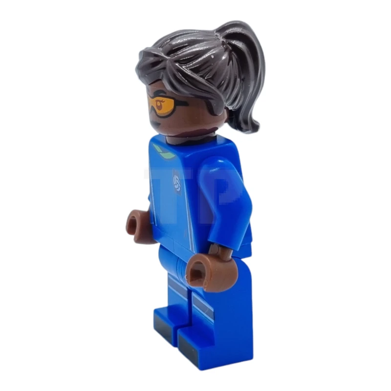 LEGO&reg; idea138 Giocatrice di calcio, femmina, uniforme blu, pelle bruno-rossa, capelli castano scuro, occhiali arancioni