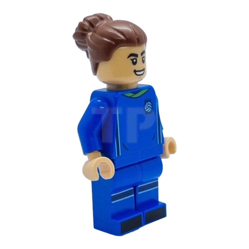 LEGO&reg; idea136 Futbolista, Mujer, Uniforme azul, Piel morena media, Pelo castaño rojizo