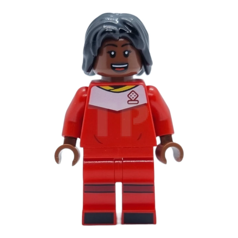 LEGO&reg; idea135 Jugadora de Fútbol, Mujer, Uniforme Rojo, Piel Marrón Rojiza, Pelo Negro