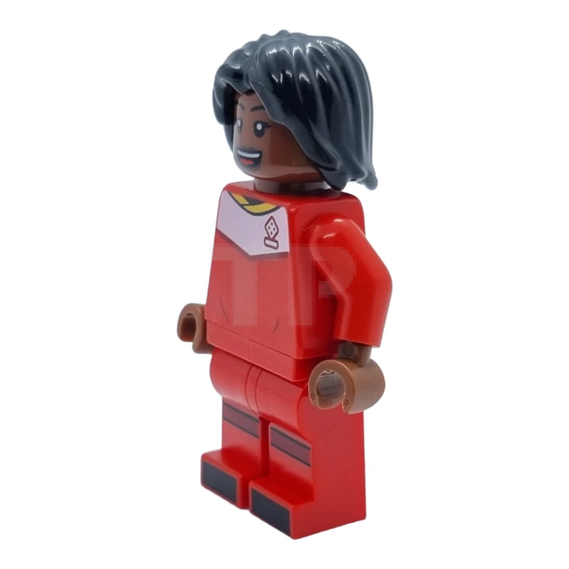 LEGO&reg; idea135 Jugadora de Fútbol, Mujer, Uniforme Rojo, Piel Marrón Rojiza, Pelo Negro