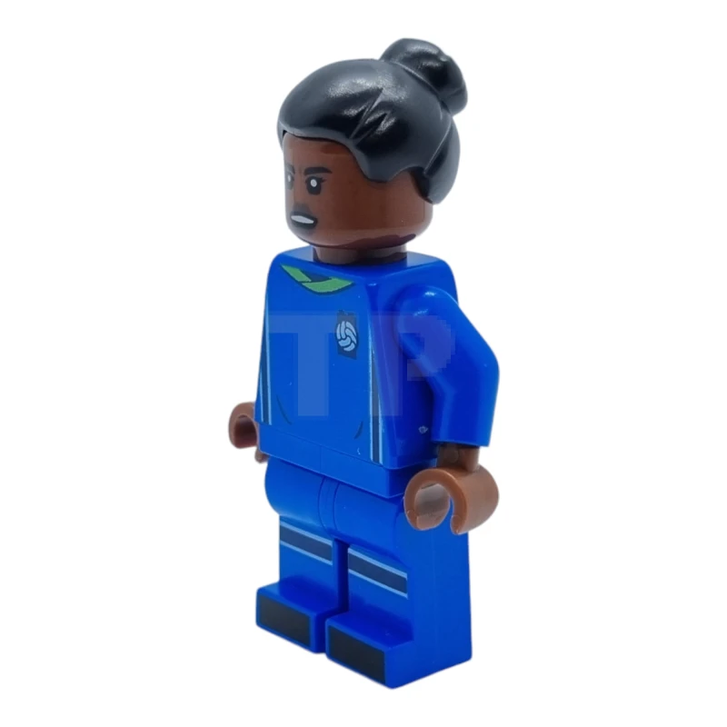 LEGO&reg; idea126 Fußballspieler, weiblich, blaue Uniform, rotbraune Haut, schwarzer Dutt