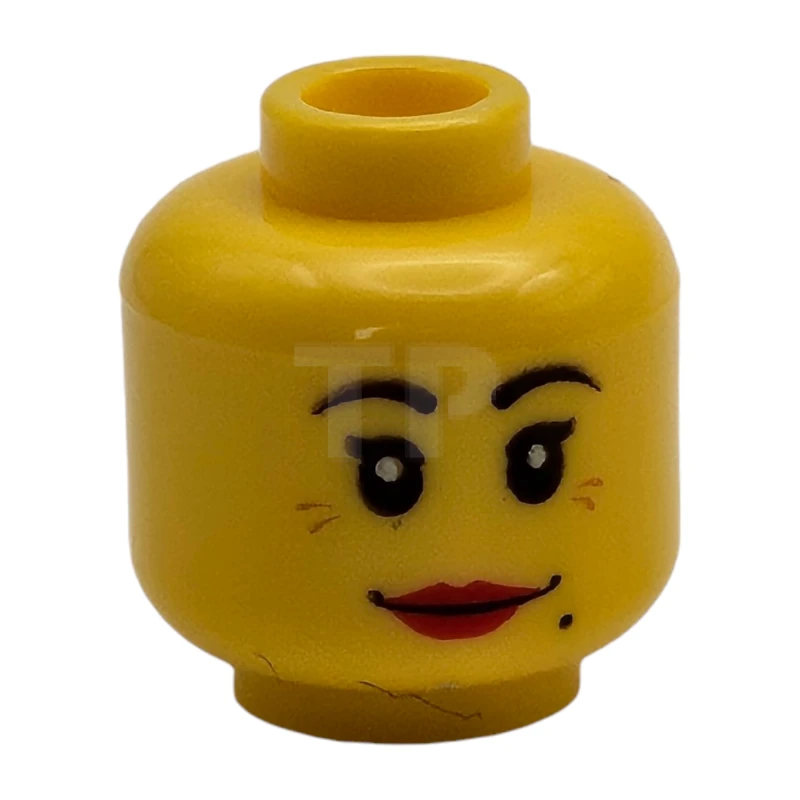 LEGO&reg; 4549621 - 3626cpb0366 - Head Minifig with Red Lips and Beauty Mar / Annoyed Pattern (Dual Sided)