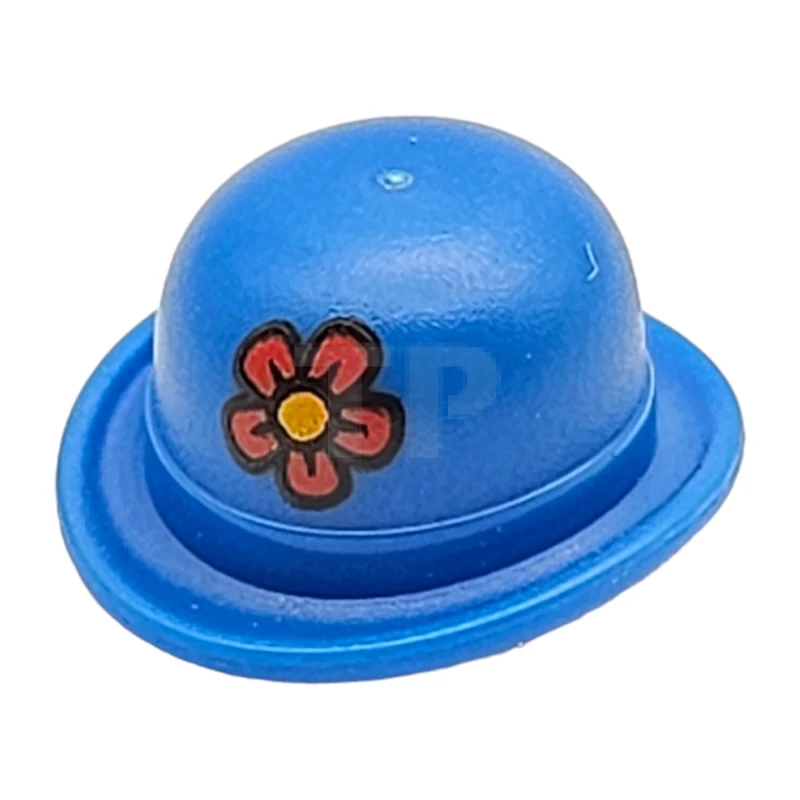 LEGO&reg; 6179603 - 95674pb01 - Minifigure, Headgear Hat, Bowler with Red Flower with Yellow Center Pattern
