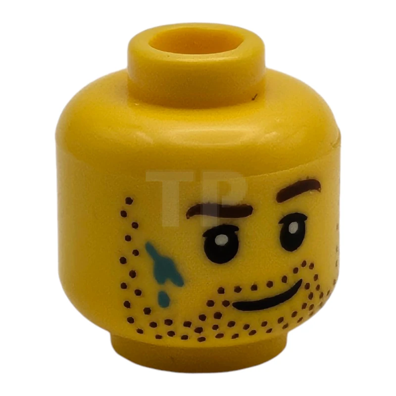 LEGO&reg; 6029926 - 3626bpb0913 - Kopf Minifigur mit Stoppelbart und Farbklecksen-Muster