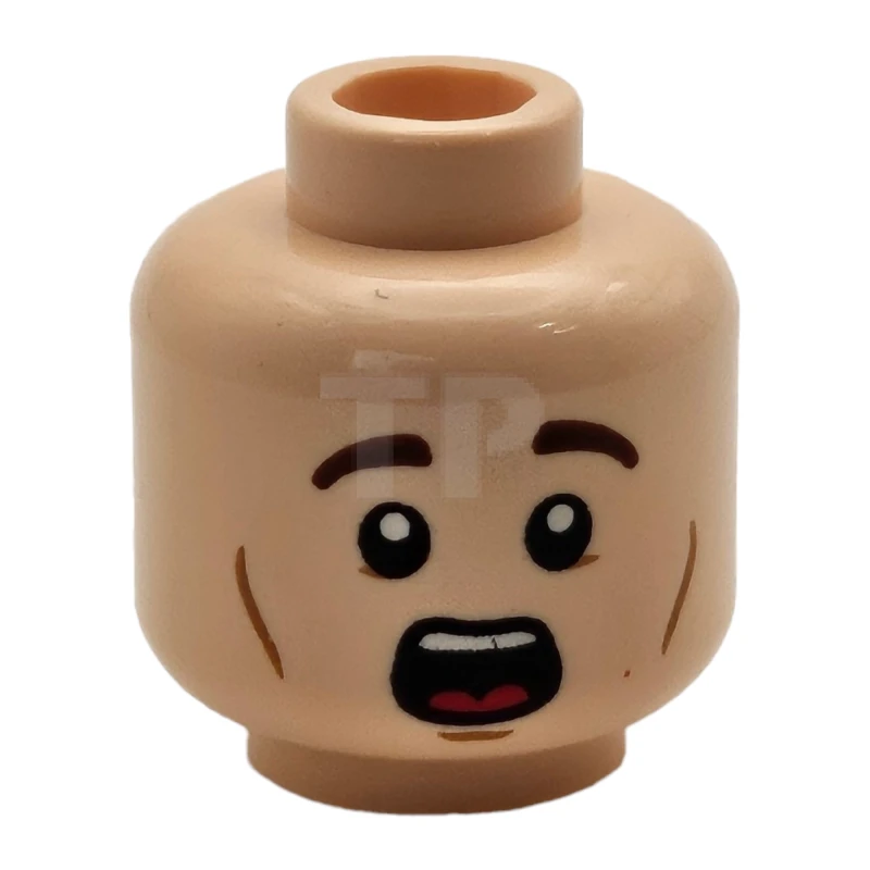LEGO&reg; 3626cpb1123 - 6092468 - Head Minifig with Cheek Dimples / Scared Pattern (Dual Sided)