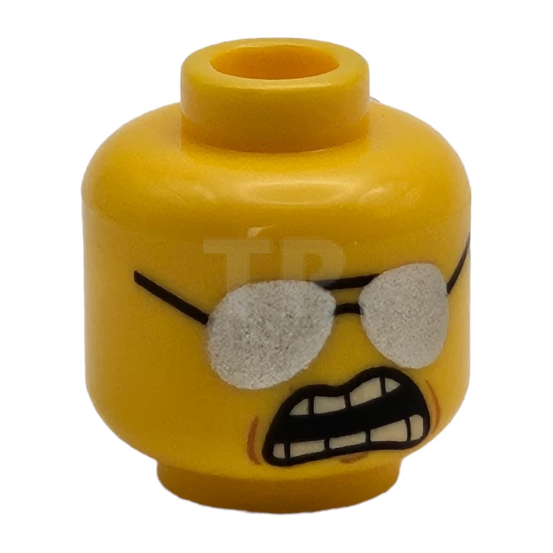 LEGO&reg; 6108441 - 3626cpb1359 - Head Minifig with Glasses and Crooked Smile / Clenched Teeth Pattern (Dual Sided)