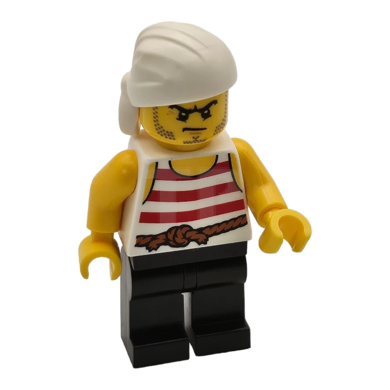 LEGO&reg; pi169 Pirate 8 - Red and White Stripes, Black Legs, Scowl