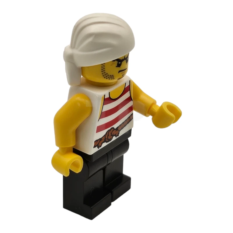 LEGO&reg; pi169 Pirate 8 - Red and White Stripes, Black Legs, Scowl