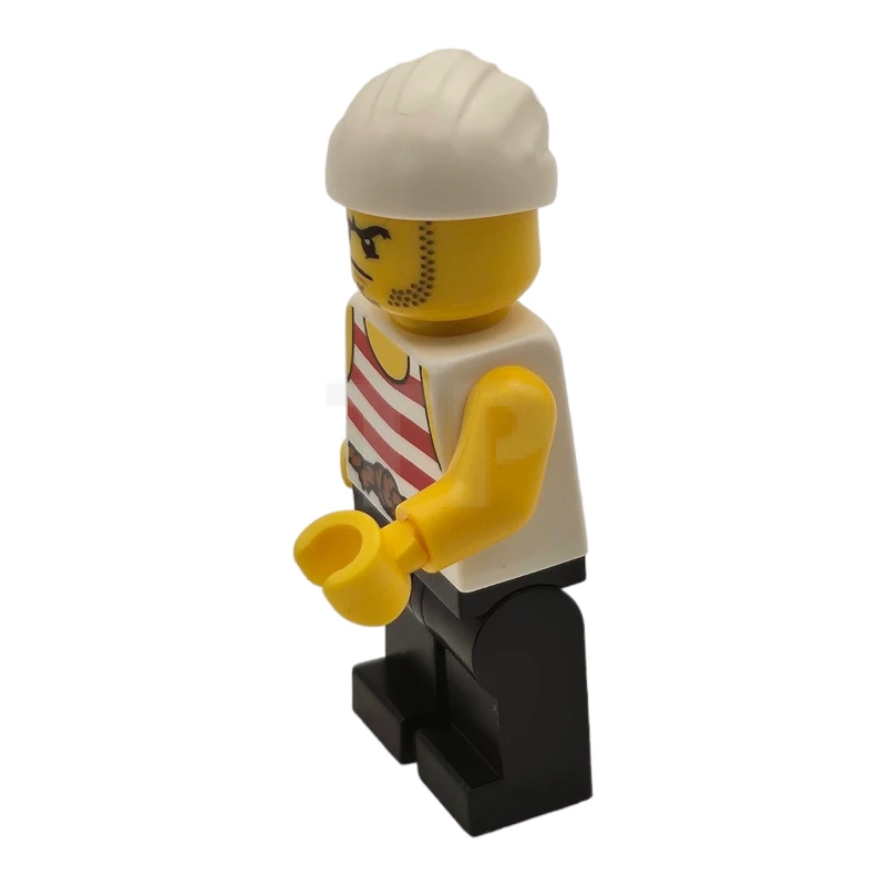 LEGO&reg; pi169 Pirate 8 - Red and White Stripes, Black Legs, Scowl