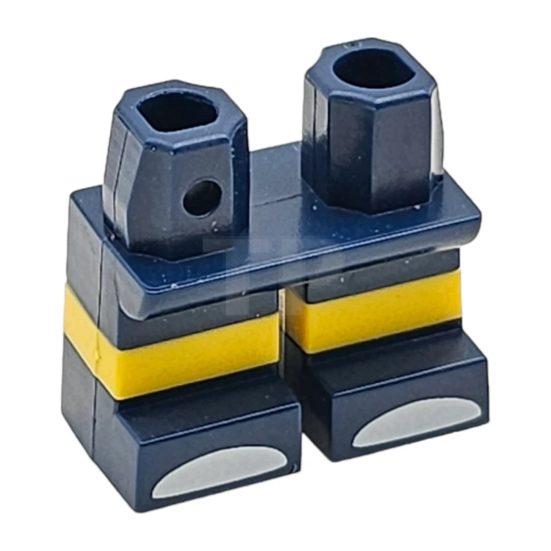 LEGO&reg; 6224339 - 41879pb012 - Korte benen met voorgevormd horizontaal geel streeppatroon en witte tenen