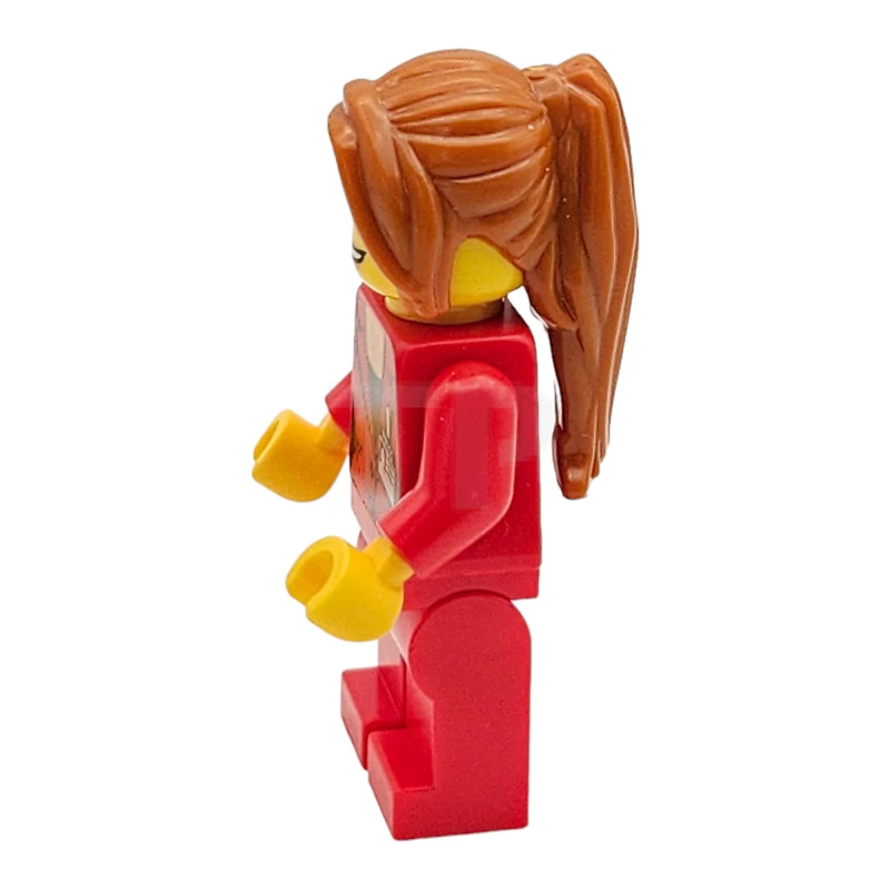 LEGO&reg; twn354 Reportera, Mujer, Pelo Naranja Oscuro con Flequillo, Gafas, Blazer Rojo con Pase de Prensa (Ludo Rojo)