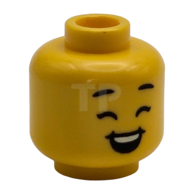 LEGO&reg; 6270397 - 3626cpb2380 - Minifigure, Head Dual Sided Child Black Eyebrows, Big Smile, Teeth, Open Eyes / Closed Eyes Pattern - Hollow Stud