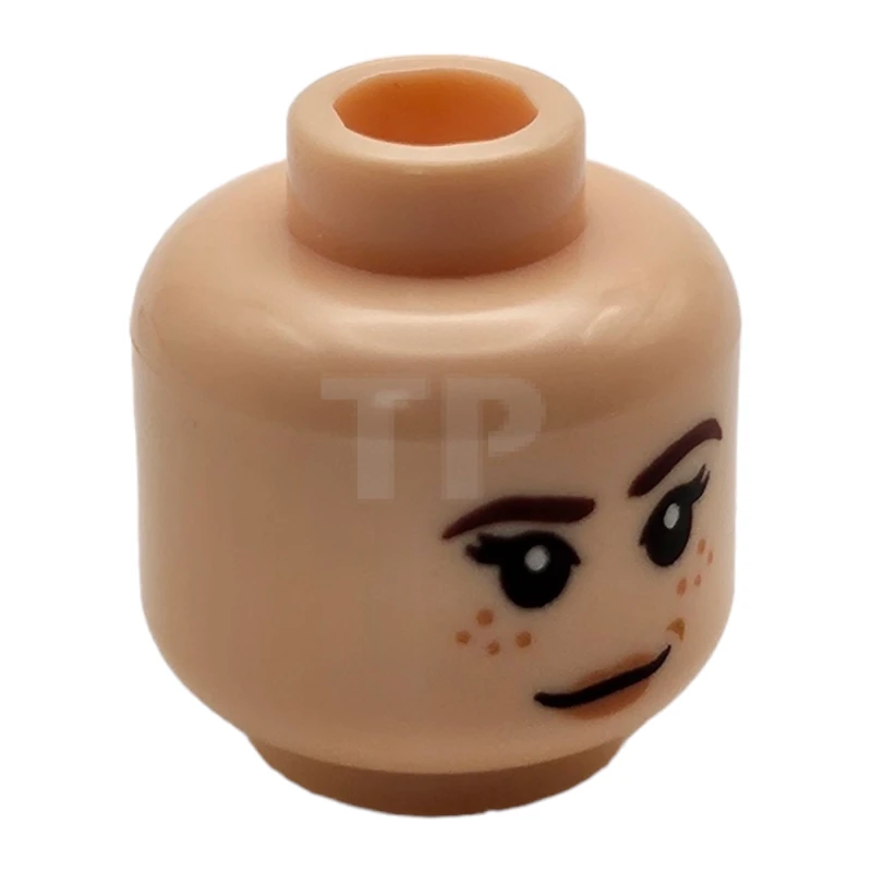 LEGO&reg; 6192171 - 3626cpb1795 - Minifigure, Head Dual Sided Female PotC Reddish Brown Eyebrows, Nougat Freckles and Lips, Slight Smile / Bared Teeth Angry Pattern - Hollow Stud
