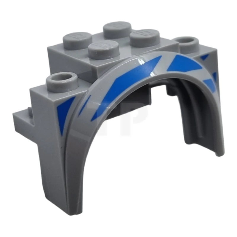 LEGO&reg; 6408452 - 18974pb01L - Vehicle, Mudguard 4 x 2 1/2 x 2 1/3 with Arch Round with Blue Stripes Pattern Model Left Side