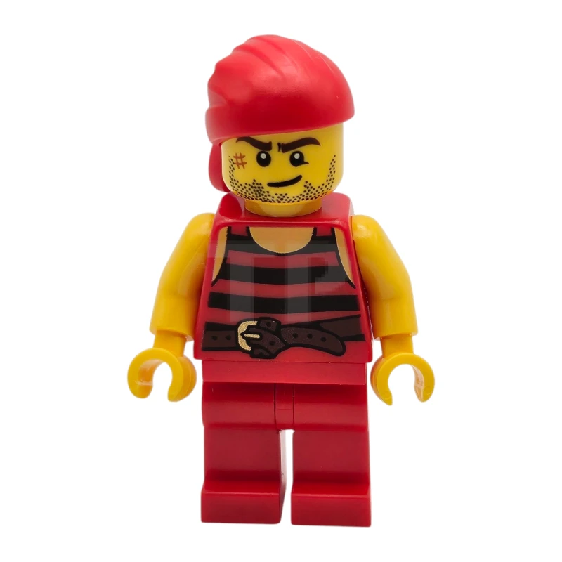 LEGO&reg; pi166 Pirata 5 - Strisce nere e rosse, gambe rosse, cicatrice
