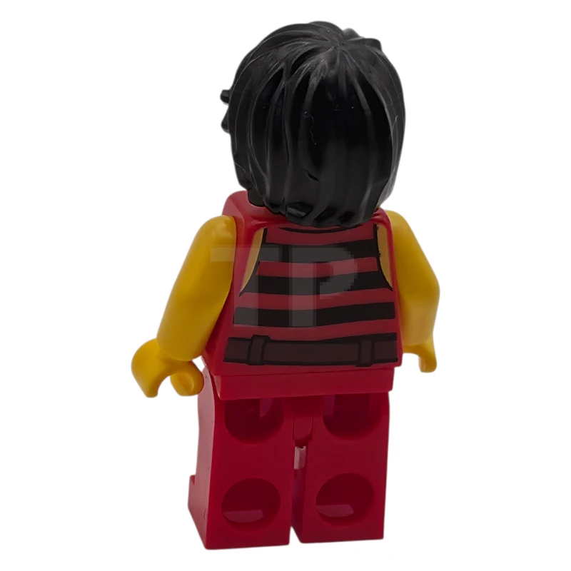 LEGO&reg; pi168a Pirate 7 - Black and Red Stripes, Red Legs, Scared, Brown Crow's Feet