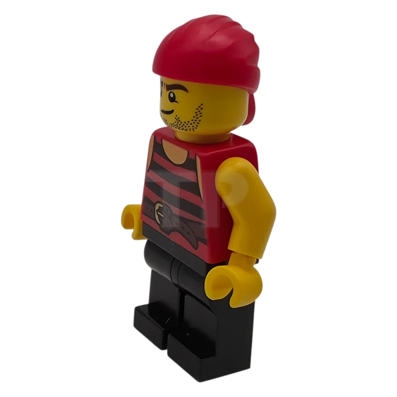 LEGO&reg; pi167 Pirate 6 - Black and Red Stripes, Black Legs, Scar