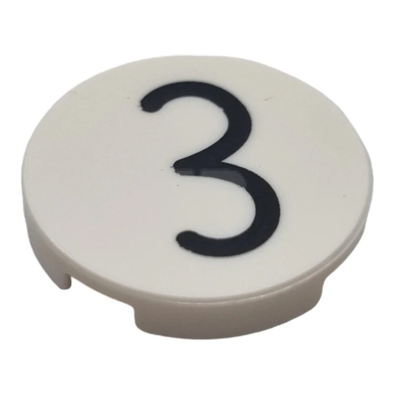 LEGO&reg; 6431712 - 14769pb590 - Tile 2 x 2 Round with Bottom O and Kissy Mouth / Number 3 Pattern