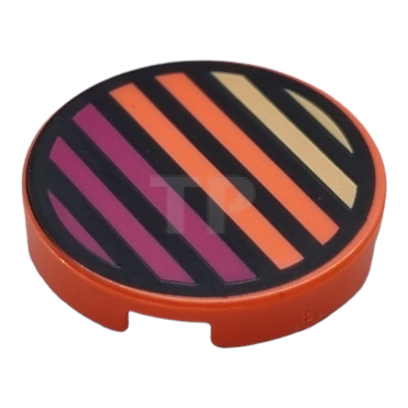 LEGO&reg; 6432101 - 14769pb591 - Tile 2 x 2 Round with Bottom O and Colourful Stripes Pattern