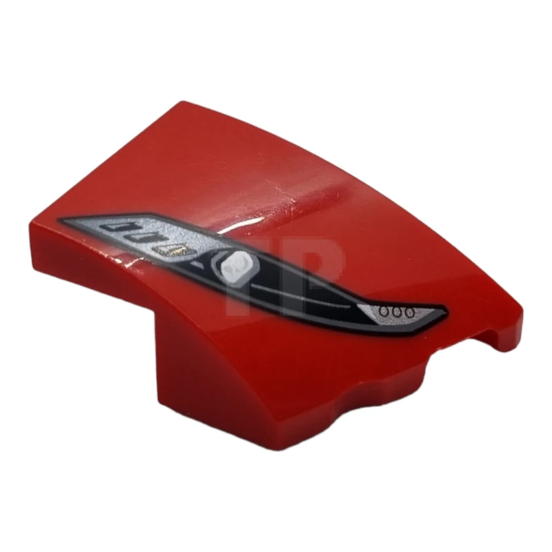 LEGO&reg; 6437896 - 80178pb005 - Wedge 3 x 2 Right No Studs with Ferrari Car Headlight, Black and Pearl Dark Gray Casing, Silver Bulb Pattern