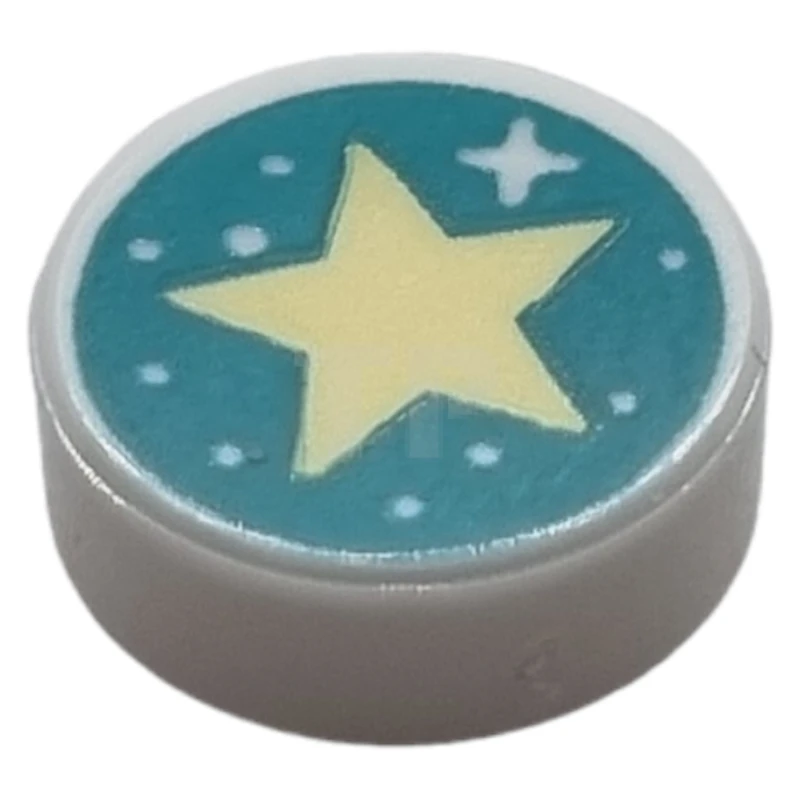 LEGO&reg; 98138pb351 - 6302707 - Tile 1 x 1 Round with Star Pattern