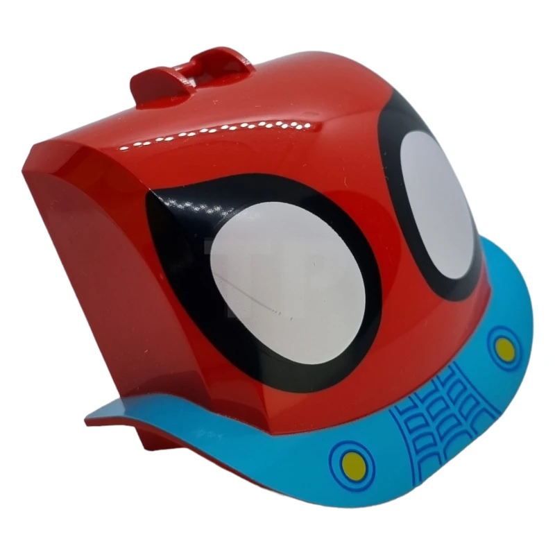 LEGO&reg; 6435612 - 3546pb01 - Windscreen 3 x 8 x 5 1/3 with Bar Handle and Mudguards with Large White and Black Eyes and Medium Azure Bumper with Yellow Headlights Pattern