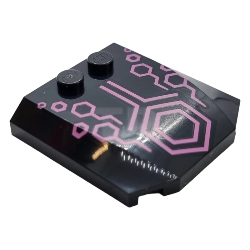 LEGO&reg; 6419153 - 45677pb155 - Plate 4 x 4 x 2/3 Triple Curved with Lines and Hexagons Pattern