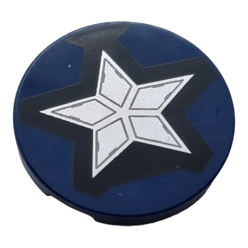 LEGO&reg; 6444581 - 67095pb055 - Tile 3 x 3 Round with Captain America Star Pattern