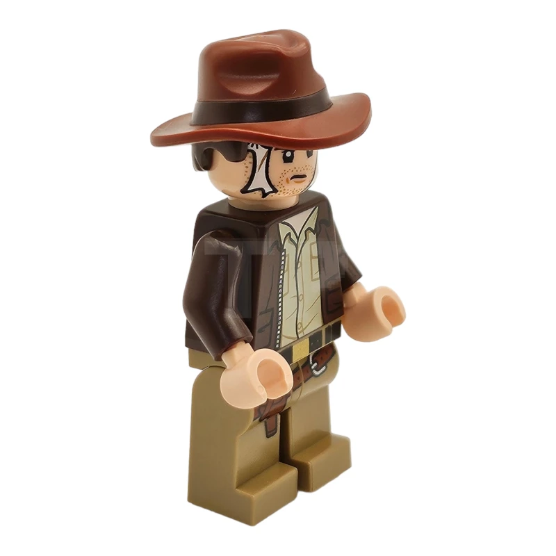 LEGO&reg; iaj056 Indiana Jones - Dark Brown Jacket, Reddish Brown Dual Molded Hat with Hair, Spider Web on Face