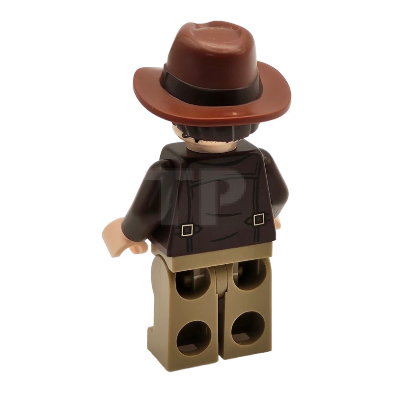 LEGO&reg; iaj056 Indiana Jones - Dark Brown Jacket, Reddish Brown Dual Molded Hat with Hair, Spider Web on Face