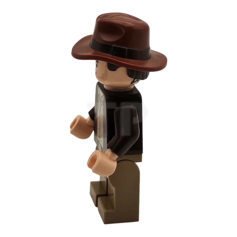 LEGO&reg; iaj056 Indiana Jones - Dark Brown Jacket, Reddish Brown Dual Molded Hat with Hair, Spider Web on Face