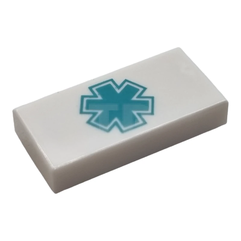LEGO&reg; 6434779 - 3069pb1170 - Tile 1 x 2 with EMT Star of Life Pattern