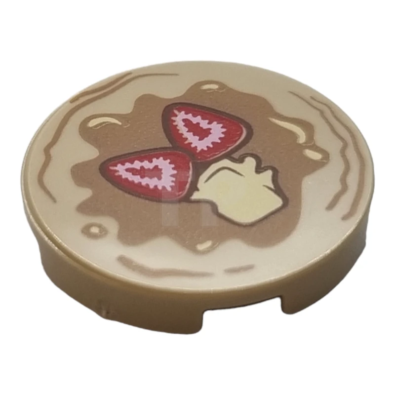 LEGO&reg; 6434980 - 14769pb613 - Tile 2 x 2 Round with Bottom O and Pancake with Strawberries Pattern