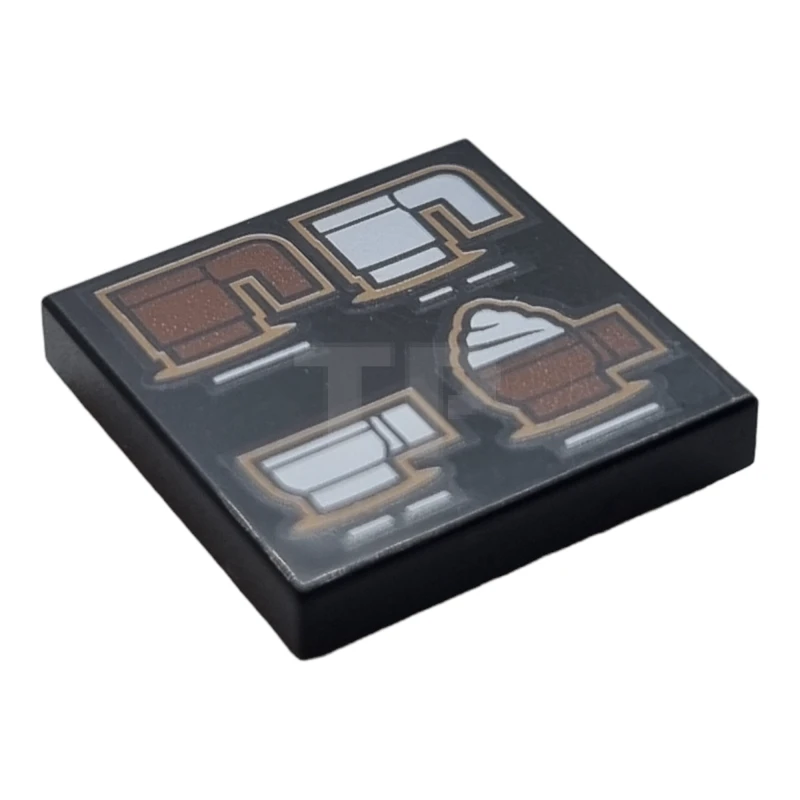 LEGO&reg; 6434719 - 3068pb2263 - Baldosa 2 x 2 con dibujo de tazas de café