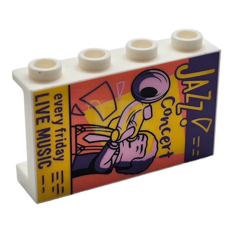 LEGO&reg; 6422000 - 14718pb059 - Panneau 1 x 4 x 2 avec l'affiche de la minifigure 'JAZZ ! Concert' Pattern