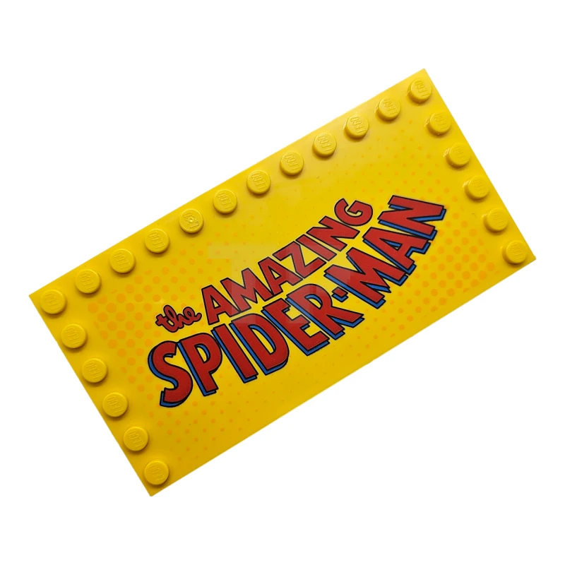 LEGO&reg; 6434916 - 6178pb038 - Tile, Modified 6 x 12 with Studs on Edges with 'the AMAZING SPIDER-MAN' Pattern