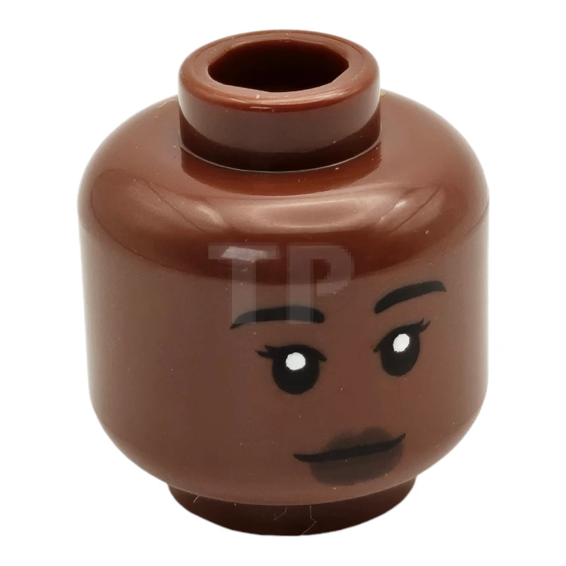 LEGO&reg; 6289408 - 3626cpb2593 - Minifigure, Head Dual Sided Female, Dark Brown Lips, Black Eyebrows, Neutral / Angry Pattern - Hollow Stud