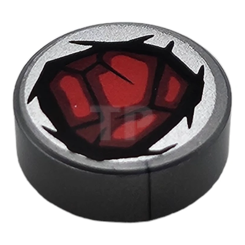 LEGO&reg; 6441226 - 98138pb391 - Tile 1 x 1 Round with Bloodstone Pattern