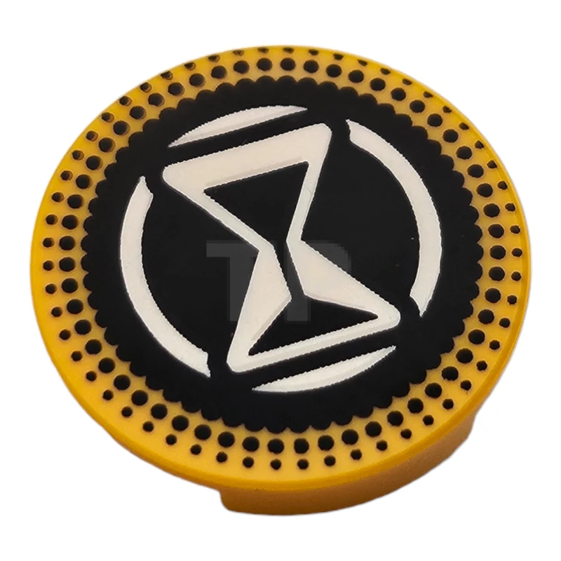 LEGO&reg; 6434197 - 14769pb619 - Baldosa 2 x 2 Redonda con fondo en O y dibujo de reloj de arena