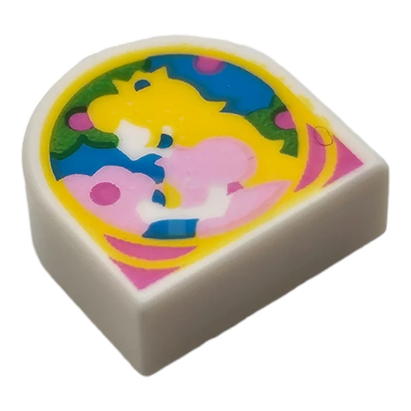 LEGO&reg; 6360255 - 24246pb036 - Tile, Round 1 x 1 Half Circle Extended with Super Mario Princess Peach Pattern