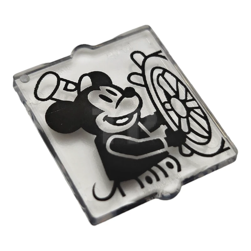 LEGO&reg; 6447888 - 60601pb036 - Glass for Window 1 x 2 x 2 Flat Front with Black Mickey Mouse and Ship's Wheel Pattern