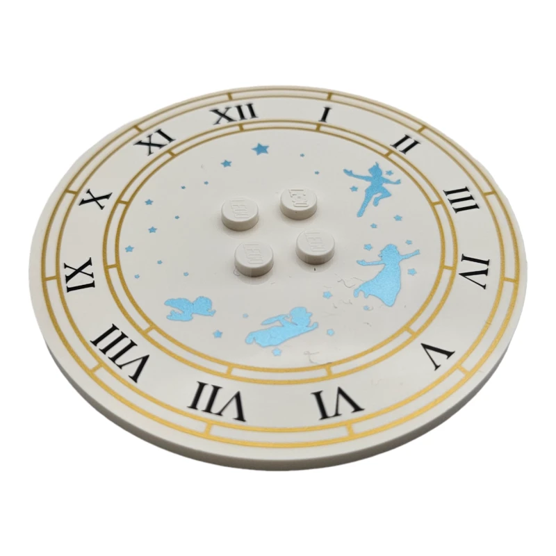 LEGO&reg; 6440903 - 6177pb021 - Baldosa 8 x 8 Redonda Modificada con Patrón de Cara de Reloj