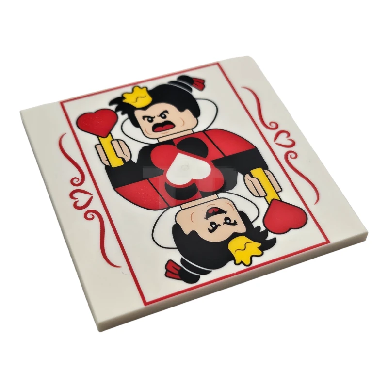 LEGO&reg; 6447881 - 10202pb047 - Tile 6 x 6 with Bottom Tubes with Playing Card Red and Black Queen of Hearts with Yellow Crown and Wand Pattern