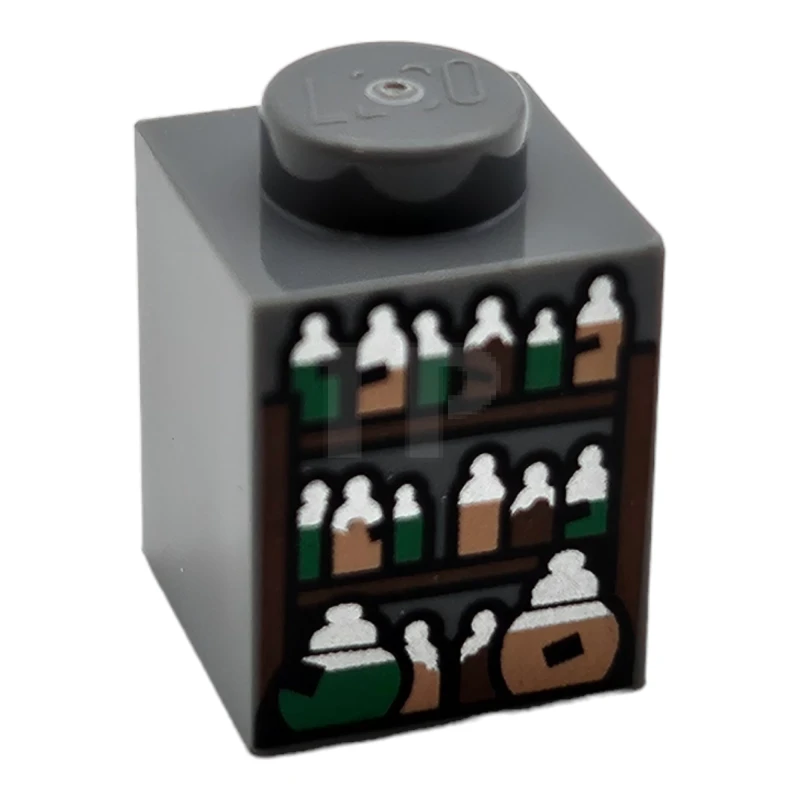 LEGO&reg; 6454438 - 3005pb062 - Brick 1 x 1 with Shelves and Bottles Pattern