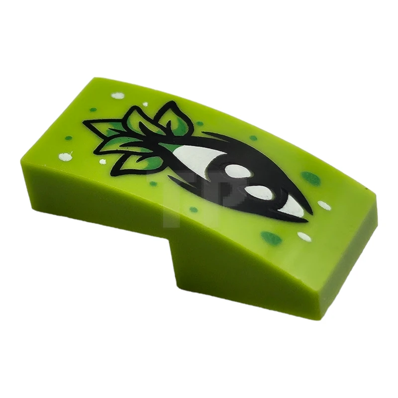 LEGO&reg; 11477pb179 - 6453592 - Slope 2 x 1 x 2/3 Curved with Eye and Leaves Pattern